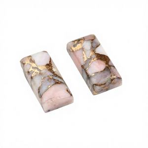 Opale rose naturelle en cuivre, forme rectangulaire 9x18mm, hautement polie, opaque, cabochon à dos plat, pierres précieuses en vrac pour bijoux, vente en gros - Product Image 1