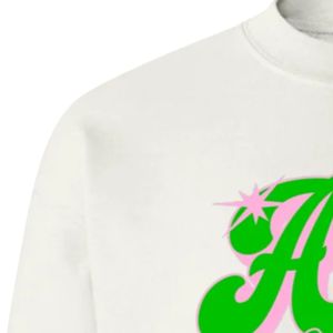 Sweat-shirt col rond Off-White à manches longues avec imprimé graphique, poignets et ourlets côtelés, vêtement décontracté et confortable pour tous les jours - Product Image 2