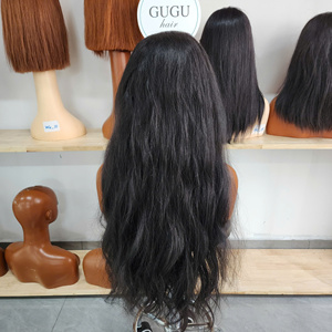 <b>Human</b> Hair <b>Wigs</b> Double Drawn 100% Virgin Vietnamese Hair Natural Color Natural Wave HD Lace 13x6 Hand Made Long Extensions - Product Image 2
