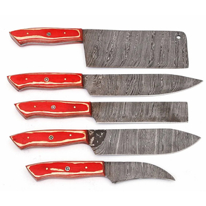 Damascus Steel Chef Knife Set with Leather Cover Premium <b>Kitchen</b> Knife Collection for Cooking Preparation and Daily Use - Product Image 5