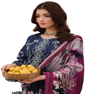 Ramsha Vol MASHAAL-10 Salwar Kameez de Algodón de 3 Piezas para Mujer, Bordado Intenso, Diseño Étnico Moderno, Festivales, Estilo Indio-Pakistaní - Product Image 1