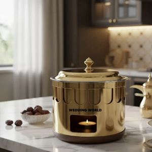 Gold Finished Stainless Steel Food Warmer Wedding And Event Decorative Casserole <b>Dinnerware</b> Food Supplies Luxury Hotpot - Product Image 2