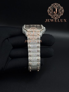Montre de luxe pour homme en acier inoxydable avec moissanite, style hip-hop, personnalisable avec logo de marque, vente en gros - Product Image 4
