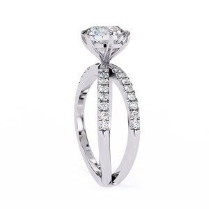Modern Round Brilliant Lab Grown Diamond Bridal <b>Ring</b> | 10K Yellow <b>Gold</b> IGI Certified Trendy Engagement Jewelry - Product Image 2