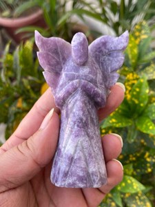 Figurine d'ange en Lepidolite sculptée à la main, ange gardien en cristal, fabricant OEM ODM - Product Image 1