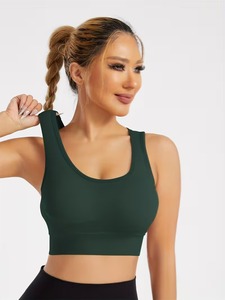 Soutien-gorge de sport pour femmes à haute élasticité |   Débardeur court de sport sans coutures à dos nageur |   Bandeau côtelé sous le buste pour vêtements de sport athlétiques - Product Image 2