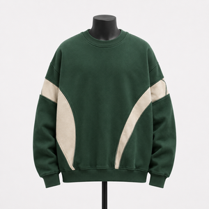 Sudadera de cuello redondo con bloques de color personalizados para hombre, forro polar premium, estilo casual urbano, venta al por mayor - Product Image 1