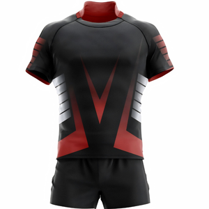 Ensemble de maillot de football pour homme, rouge, gris, noir, à blocs de couleur, manches courtes, respirant, coupe athlétique, pour toutes les saisons, vêtements de sport - Product Image 5