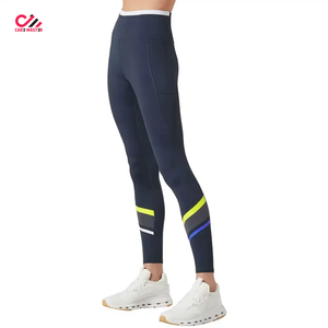 Factory Direct Sale Women High Quality Lightweight High Waist Solid <b>Ankle</b>-<b>Length</b> Fashionable Yoga <b>Leggings</b> Spandex/Nylon Pockets - Product Image 1
