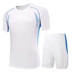 Men's <b>White</b> Soccer Jersey <b>Shorts</b> Set Crew Neck <b>Short</b> Sleeve Moisture Wicking Breathable Quick Dry Windproof 100% Polyester - Product Image 1