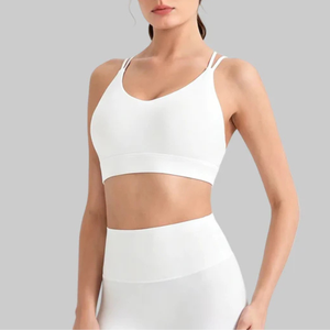 Soutien-gorge de sport sans couture pour femme, dos croisé, couleur unie, maintien moyen, haut de yoga - Product Image 2