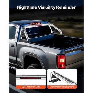 Adjustable Universal Sport <b>Bar</b> <b>LED</b> Brake <b>Light</b> Truck Bed Roll <b>Bar</b> Compatible with Full & Mid Size Pickups Chase Rack Accessory - Product Image 4