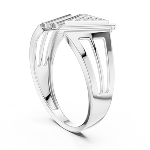 VANGUARD TRIANGLE LAB GROWN DIAMOND MEN'S RING SET 18KT SOLID WHITE GOLD RHODIUM PLATED MINIMALIST WEDDING ENGAGEMENT PARTY - Product Image 3