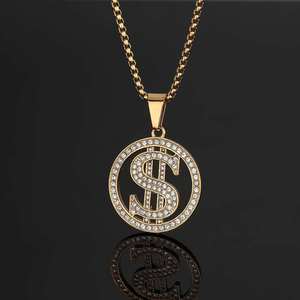 Gold Plated Diamond Pendant Necklace Hip Hop Chain Collar Jewelry for Men and Women Party Wear - Product Image 2