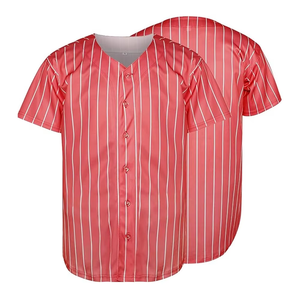 Camiseta de Béisbol Personalizada con Rayas Rojas, Manga Corta, Cuello en V, Transpirable, de Poliéster, para Hombres Adultos, para Todas las Temporadas - Product Image 1