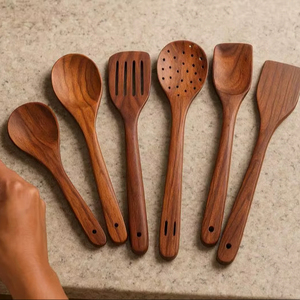Juego de Cucharas de Madera de Sheesham Hechas a Mano, 7 Piezas – Utensilios de Cocina Ecológicos |   No tóxico |   Hecho a Mano por Artesanos |   Oferta por Tiempo Limitado - Product Image 1