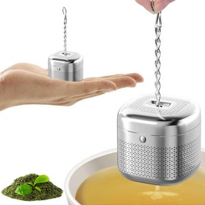 Infuseur à thé avec chaîne et plateau de récupération, filtre en acier inoxydable 304 à mailles fines pour thés en vrac et infusions, durable et facile à nettoyer - Product Image 6