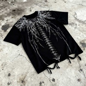 เสื้อยืดโอเวอร์ไซส์ทรงบ็อกซี่ แต่งลายกราฟิกพิมพ์ลายคุณภาพสูง สไตล์ฮิปฮอป สำหรับฤดูร้อน ไซส์พลัส  ตกแต่งด้วยคริสตัลวินเทจ สำหรับผู้ชาย - Product Image 1