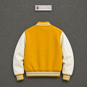 <b>Men's</b> Yellow <b>White</b> Varsity <b>Jacket</b> Preppy Style Regular Fit Turn-down Collar Button Closure Autumn Wear CASUAL COLLEGE BASEBALL F - Product Image 6