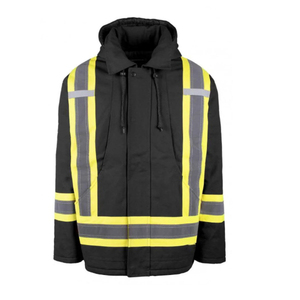Reflective Safety <b>Black</b> Jacket Men's Construction Safety <b>Hi</b> <b>Vis</b> Work Wear Windproof Front Zipper Security Working Jackets - Product Image 1