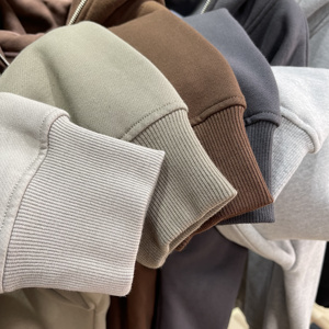 Streetwear à double fermeture éclair en gros Sweat à capuche en coton épais Surdimensionné avec épaules tombantes Sweat à capuche zippé personnalisé pour hommes - Product Image 6