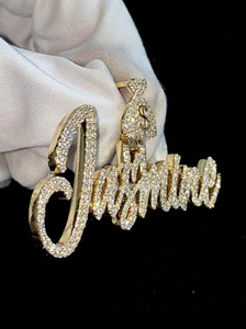 Pendentif en argent Moissanite avec le nom Christina, collier Hip Hop avec lettres en lettres cursives serties de pierres, bijoux de luxe brillants, cadeau pour homme - Product Image 3