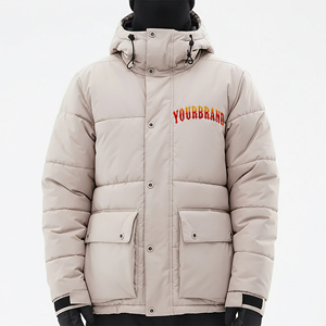 Chaqueta acolchada de poliéster 100% de color sólido hecha a medida para hombre, chaqueta acolchada con plumas de pato y logotipo impreso personalizado para hombre - Product Image 1