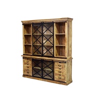 Buffet double modulaire multifonctionnel extensible en bois de manguier massif, fabriqué à la main, style classique européen, durable, pour salon