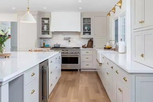 Gabinete Kichen, diseño moderno de lujo, alta calidad, clásico, blanco, listo para usar, en forma de L, gabinetes de cocina personalizados con fregadero - Product Image 3