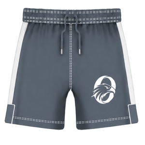 <b>Charcoal</b> Grey White Short Sleeve Rugby Uniform Set Crew Neck Striped Rugby Jersey Drawstring Shorts Athletic Performance Team - Product Image 4