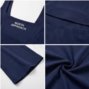Conjunto de Yoga de 2 Piezas North Approach, Top Corto Deportivo y Pantalones Cortos, Color Azul Marino Sólido, Ropa Deportiva de Secado Rápido para Mujer - Product Image 4
