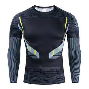 Men's OEM ODM Sublimation Printed Spandex Rashguard Compression Gym Surfing Diving BJJ MMA Shirt Customizable Surfing Diving - Product Image 5