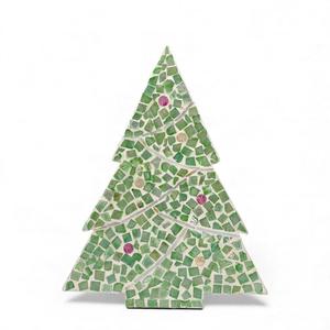 Mother of pearl inlay christmas tree figurine handmade decor figure tabletop display xmas trees - Product Image 3