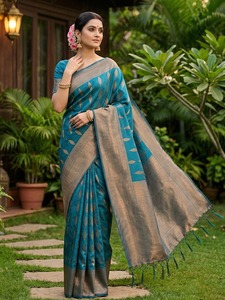 ผ้าไหม RAJSI โดย SHREE SHYAM FASHION ผ้าไหมผสมเนื้อนุ่ม ดีไซน์หรูหรา สำหรับทำส่าหรี ขายส่ง พร้อมสายคาดตกแต่งอย่างสวยงาม - Product Image 3