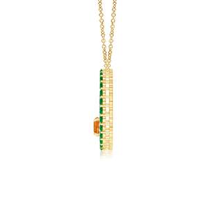 14K <b>Solid</b> <b>Gold</b> Tri Color Natural Citrine Diamond Emerald Double Circle <b>Pendant</b> Necklace High Quality IGI Certified Stone <b>Pendant</b> - Product Image 2