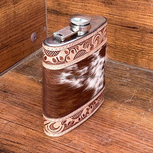 กระติกน้ำทำด้วยมือขนาด8ออนซ์ทำด้วยมือทำจากหนังวัวสเตนเลสสตีลทนทานเป็นมิตรกับสิ่งแวดล้อม - Product Image 3