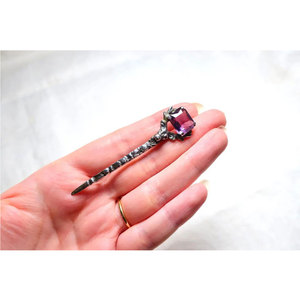 Broche de Plata y Amatista con Cabeza de Ciervo Escocés de los Años 50, Accesorio Tradicional, Broches Decorativos de Alta Calidad - Product Image 2