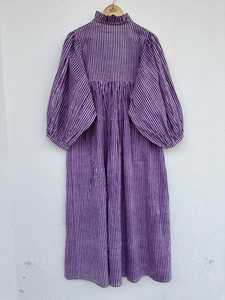 Pur coton indien bloc imprimé femmes filles imprimé Maxi robe à la mode décontracté été soirée robe de soirée bouton longue coupe - Product Image 2