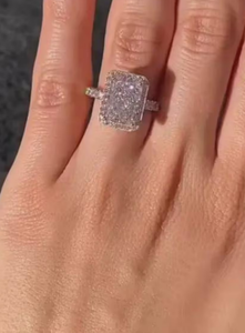 Bague en argent sterling 925 avec moissanite taille radiant, cadeau pour fiançailles, anniversaire et fête - Product Image 4