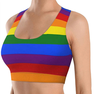 Soutien-gorge de sport dos nageur en maille unie pour femme, col en U, maintien élevé, respirant, avec logo frontal, idéal pour le yoga et l'entraînement - Product Image 6