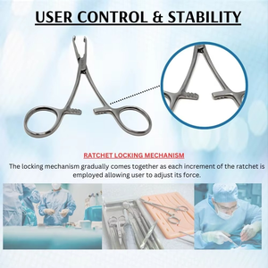 Pinces de préhension intestinale et tissulaire Allis de qualité supérieure |   Instruments chirurgicaux à mâchoires dentelées à verrouillage à cliquet traumatique en acier inoxydable - Product Image 6