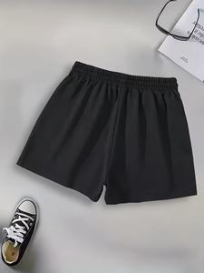 Shorts utilitaires noirs pour hommes, taille élastique, taille mi-haute, short cargo avec poches sécurisées pour les sports décontractés et le quotidien - Product Image 2