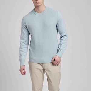 Suéter de Punto para Hombre, Cuello Redondo, Color Azul Claro, Corte Regular, Informal, para Otoño, Color Sólido, Manga Larga, OEM ODM Sialkot - Product Image 4