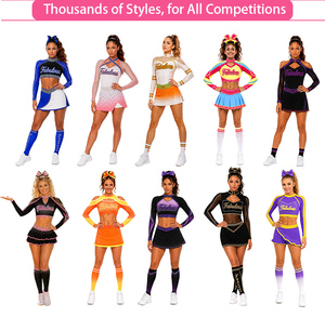 Tabulous Cheerleading Uniform Women Adult <b>Skirt</b> Style Rhinestone <b>Sequin</b> Design Sublimation Print Custom Logo Front - Product Image 5