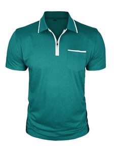 Camiseta de Punto de Manga Corta Unisex para Hombre, Personalizable, Transpirable, de Alta Calidad, Diseño con Cierre Frontal de Color Sólido, Venta al Por Mayor - Product Image 2