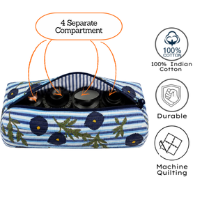 Estuche de Viaje Acolchado de Algodón Ecológico con Estampado Floral a Rayas Hecho a Mano en Jaipur, para Secador de Pelo Dyson, Ideal para Regalo - Product Image 3