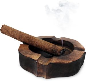 Cenicero de madera de acacia natural hecho a mano con soporte para cigarros, decoración para el hogar de madera maciza, diseñado para accesorios de fumadores por FWE - Product Image 1