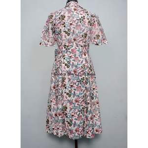 เดรสทรงเอผ้าฝ้ายแท้ 100% สไตล์คังกูร่า แขนสั้น สำหรับผู้หญิง ผลิตด้วยมือจากอินเดีย สวยงาม สวมใส่สบาย เหมาะสำหรับงานปาร์ตี้ ความยาวปานกลาง - Product Image 6