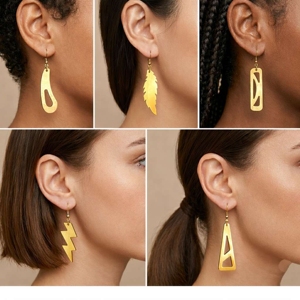 Pendientes Geométricos Colgantes para Mujer, de Resina Acrílica, Estilo Bohemia, Chapados en Oro, Joyería de Moda, Triángulo Verde, Negro, Amarillo, Rectángulo - Product Image 5