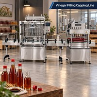 Machine de remplissage de liquides pour bouteilles de vinaigre avec 12 têtes à pression négative, précision de 1 % et bouchonnage à vis intégré AT-03